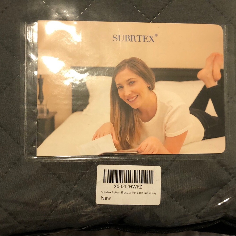 Brand new in packaging grey quilted futon slipcover reversible washable